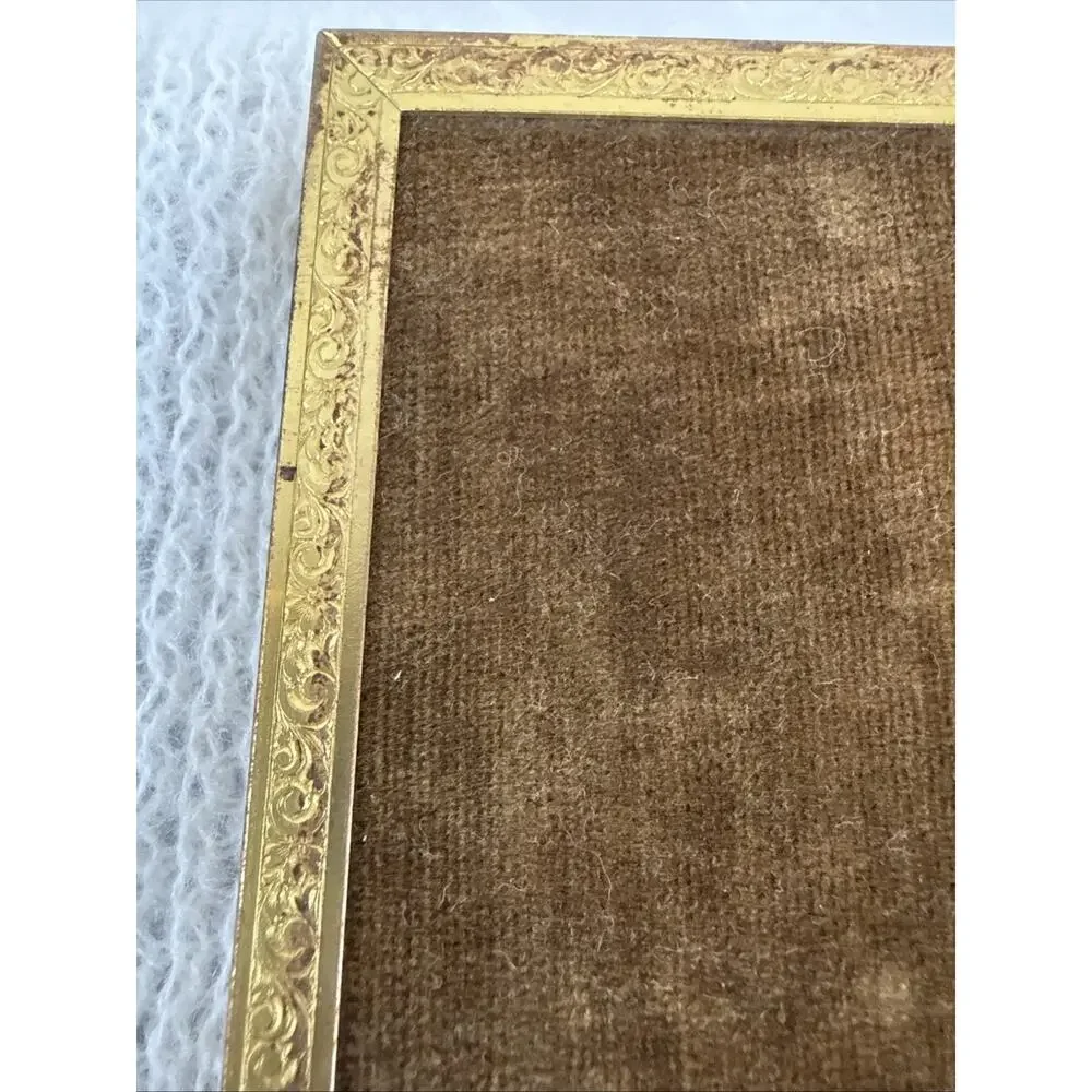 VTG 1930s Art Deco Gold Brass Metal Photo Frame Hand Tinted Studio Portrait 8x10
